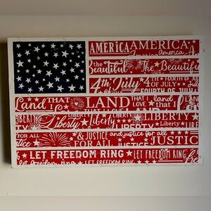 Chalk art American flag 12x18x1 inches. 4th of July, America.